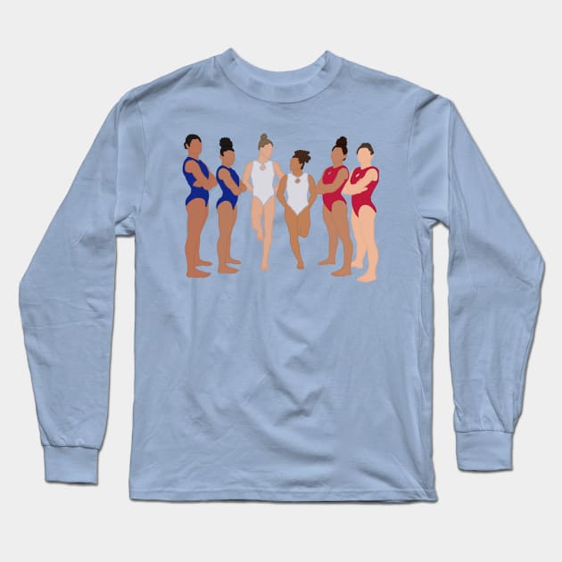 French Women’s Gymnastics Team Tokyo Drawing Long Sleeve T-Shirt by GrellenDraws